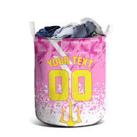 Personalized Barbados Tridents Cricket Laundry Basket Trident Graphic Splash Pattern Caribbean Sport