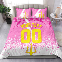 Personalized Barbados Tridents Cricket Bedding Set Trident Graphic Splash Pattern Caribbean Sport