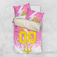 Personalized Barbados Tridents Cricket Bedding Set Trident Graphic Splash Pattern Caribbean Sport
