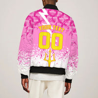Personalized Barbados Tridents Cricket Bomber Jacket Trident Graphic Splash Pattern Caribbean Sport