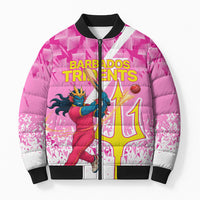 Personalized Barbados Tridents Cricket Bomber Puffer Jacket Trident Graphic Splash Pattern Caribbean Sport
