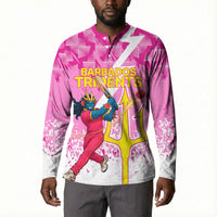 Personalized Barbados Tridents Cricket Button Sweatshirt Trident Graphic Splash Pattern Caribbean Sport