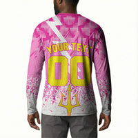 Personalized Barbados Tridents Cricket Button Sweatshirt Trident Graphic Splash Pattern Caribbean Sport