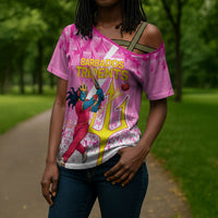 Personalized Barbados Tridents Cricket Cross Shoulder Shirt Trident Graphic Splash Pattern Caribbean Sport