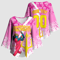 Personalized Barbados Tridents Cricket Kimono Sleeve Blouse Trident Graphic Splash Pattern Caribbean Sport