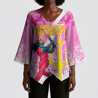 Personalized Barbados Tridents Cricket Kimono Sleeve Blouse Trident Graphic Splash Pattern Caribbean Sport
