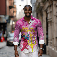 Personalized Barbados Tridents Cricket Long Sleeve Button Shirt Trident Graphic Splash Pattern Caribbean Sport