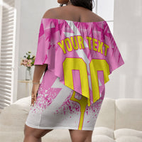 Personalized Barbados Tridents Cricket Off Shoulder Short Dress Trident Graphic Splash Pattern Caribbean Sport