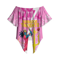 Personalized Barbados Tridents Cricket Off Shoulder Wrap Waist Top Trident Graphic Splash Pattern Caribbean Sport