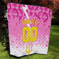 Personalized Barbados Tridents Cricket Quilt Trident Graphic Splash Pattern Caribbean Sport