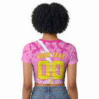 Personalized Barbados Tridents Cricket Raglan Cropped T shirt Trident Graphic Splash Pattern Caribbean Sport