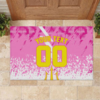 Personalized Barbados Tridents Cricket Rubber Doormat Trident Graphic Splash Pattern Caribbean Sport