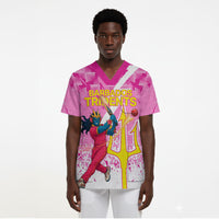 Personalized Barbados Tridents Cricket Scrub Top Trident Graphic Splash Pattern Caribbean Sport