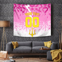 Personalized Barbados Tridents Cricket Tapestry Trident Graphic Splash Pattern Caribbean Sport