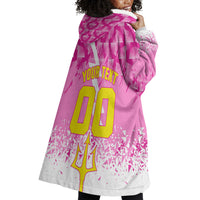 Personalized Barbados Tridents Cricket Wearable Blanket Hoodie Trident Graphic Splash Pattern Caribbean Sport