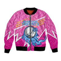 Personalized Barbados Cricket Tridents Bomber Jacket Graphic Geometric Dynamic Sports Mascot