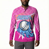 Personalized Barbados Cricket Tridents Button Sweatshirt Graphic Geometric Dynamic Sports Mascot