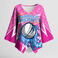 Personalized Barbados Cricket Tridents Kimono Sleeve Blouse Graphic Geometric Dynamic Sports Mascot