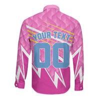 Personalized Barbados Cricket Tridents Long Sleeve Button Shirt Graphic Geometric Dynamic Sports Mascot