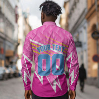 Personalized Barbados Cricket Tridents Long Sleeve Button Shirt Graphic Geometric Dynamic Sports Mascot