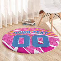Personalized Barbados Cricket Tridents Round Carpet Graphic Geometric Dynamic Sports Mascot