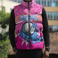 Personalized Barbados Cricket Tridents Sleeveless Puffer Jacket Graphic Geometric Dynamic Sports Mascot