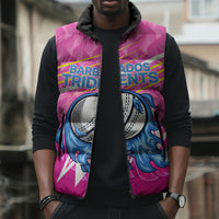 Personalized Barbados Cricket Tridents Sleeveless Puffer Jacket Graphic Geometric Dynamic Sports Mascot