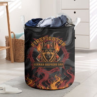 Firefighter German Shepherd Dad Laundry Basket Vintage Fire Flames Sunset City Skyline - Always By My Side