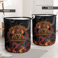 Firefighter German Shepherd Dad Laundry Basket Vintage Fire Flames Sunset City Skyline - Always By My Side