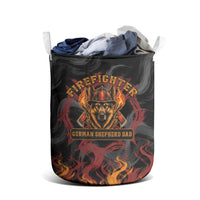 Firefighter German Shepherd Dad Laundry Basket Vintage Fire Flames Sunset City Skyline - Always By My Side