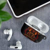 Firefighter German Shepherd Dad AirPods Case Vintage Fire Flames Sunset City Skyline - Always By My Side