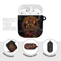 Firefighter German Shepherd Dad AirPods Case Vintage Fire Flames Sunset City Skyline - Always By My Side