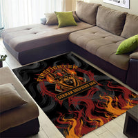 Firefighter German Shepherd Dad Area Rug Vintage Fire Flames Sunset City Skyline - Always By My Side