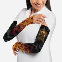 Firefighter German Shepherd Dad Arm Sleeves Vintage Fire Flames Sunset City Skyline - Always By My Side