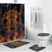 Firefighter German Shepherd Dad Bathroom Set Vintage Fire Flames Sunset City Skyline - Always By My Side