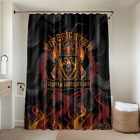 Firefighter German Shepherd Dad Bathroom Set Vintage Fire Flames Sunset City Skyline - Always By My Side