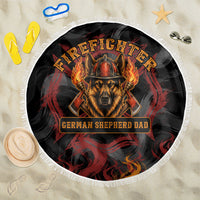 Firefighter German Shepherd Dad Beach Blanket Vintage Fire Flames Sunset City Skyline - Always By My Side