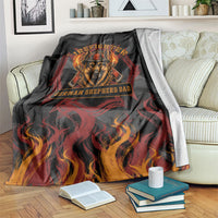 Firefighter German Shepherd Dad Blanket Vintage Fire Flames Sunset City Skyline - Always By My Side
