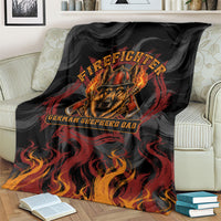 Firefighter German Shepherd Dad Blanket Vintage Fire Flames Sunset City Skyline - Always By My Side