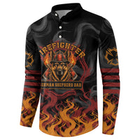 Firefighter German Shepherd Dad Button Sweatshirt Vintage Fire Flames Sunset City Skyline - Always By My Side