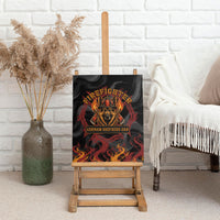 Firefighter German Shepherd Dad Canvas Wall Art Vintage Fire Flames Sunset City Skyline - Always By My Side