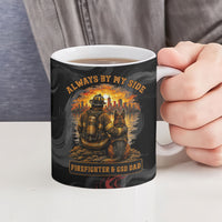 Firefighter German Shepherd Dad Ceramic Mug Vintage Fire Flames Sunset City Skyline - Always By My Side