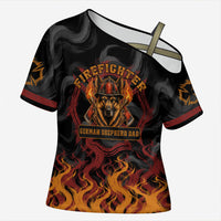 Firefighter German Shepherd Dad Cross Shoulder Shirt Vintage Fire Flames Sunset City Skyline - Always By My Side