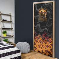 Firefighter German Shepherd Dad Door Cover Vintage Fire Flames Sunset City Skyline - Always By My Side
