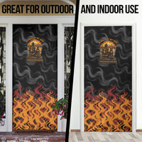 Firefighter German Shepherd Dad Door Cover Vintage Fire Flames Sunset City Skyline - Always By My Side