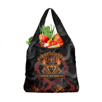 Firefighter German Shepherd Dad Grocery Bag Vintage Fire Flames Sunset City Skyline - Always By My Side