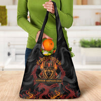 Firefighter German Shepherd Dad Grocery Bag Vintage Fire Flames Sunset City Skyline - Always By My Side