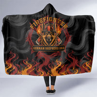 Firefighter German Shepherd Dad Hooded Blanket Vintage Fire Flames Sunset City Skyline - Always By My Side