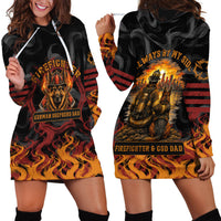Firefighter German Shepherd Dad Hoodie Dress Vintage Fire Flames Sunset City Skyline - Always By My Side