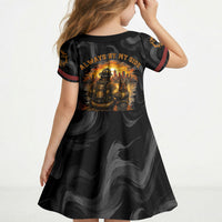 Firefighter German Shepherd Dad Kid Short Sleeve Dress Vintage Fire Flames Sunset City Skyline - Always By My Side